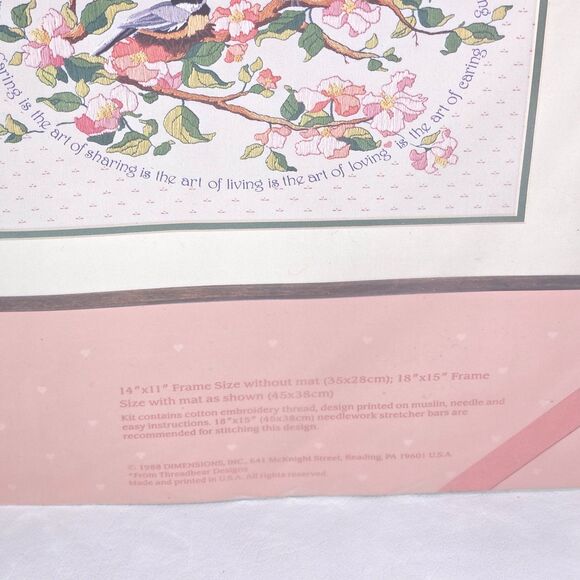 Vintage Dimensions Crewel Kit The Art of Sharing Birds Floral 51024 Sealed 1988 - Picture 5 of 11
